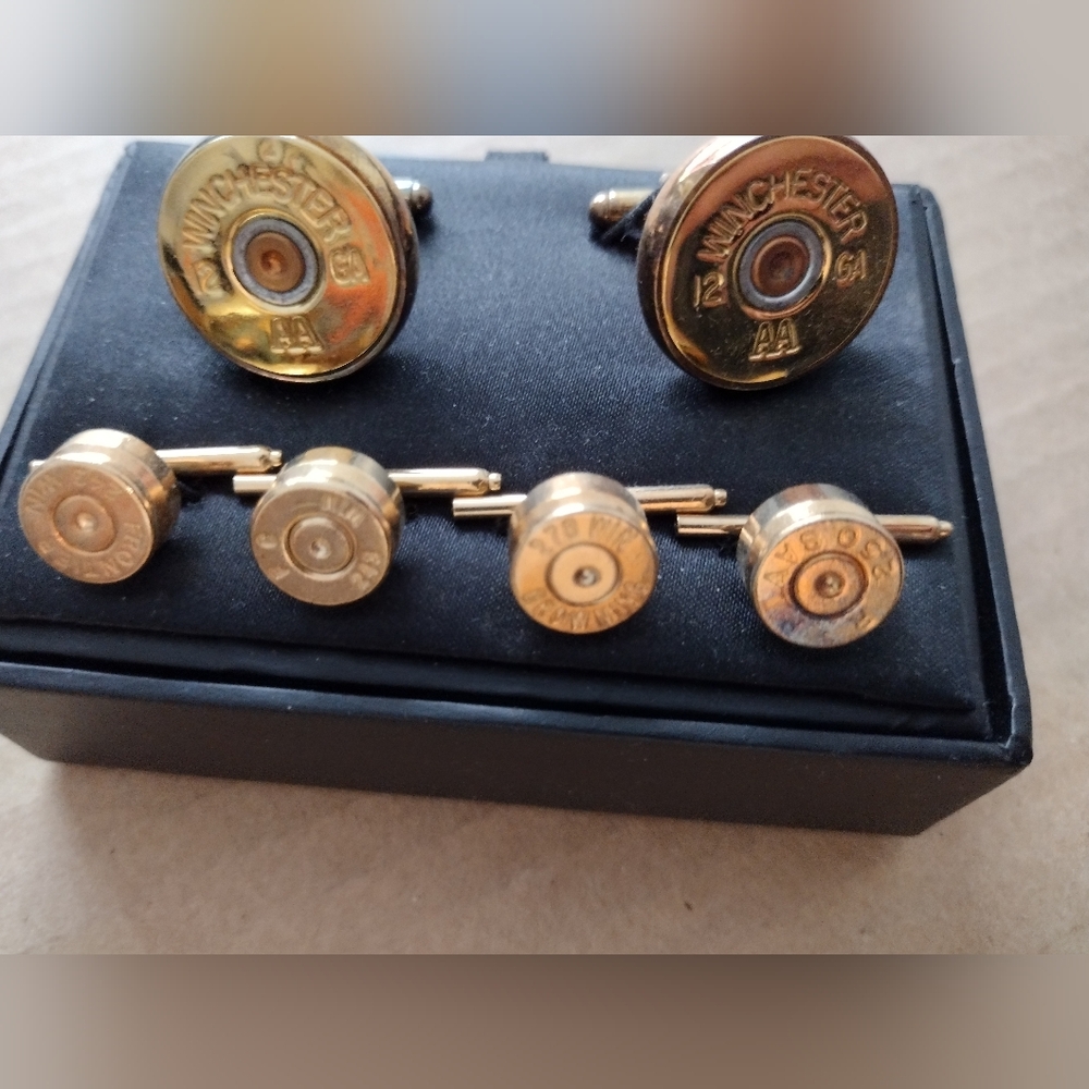 Shot Shell And Bullet Cuff Link / Stud Set